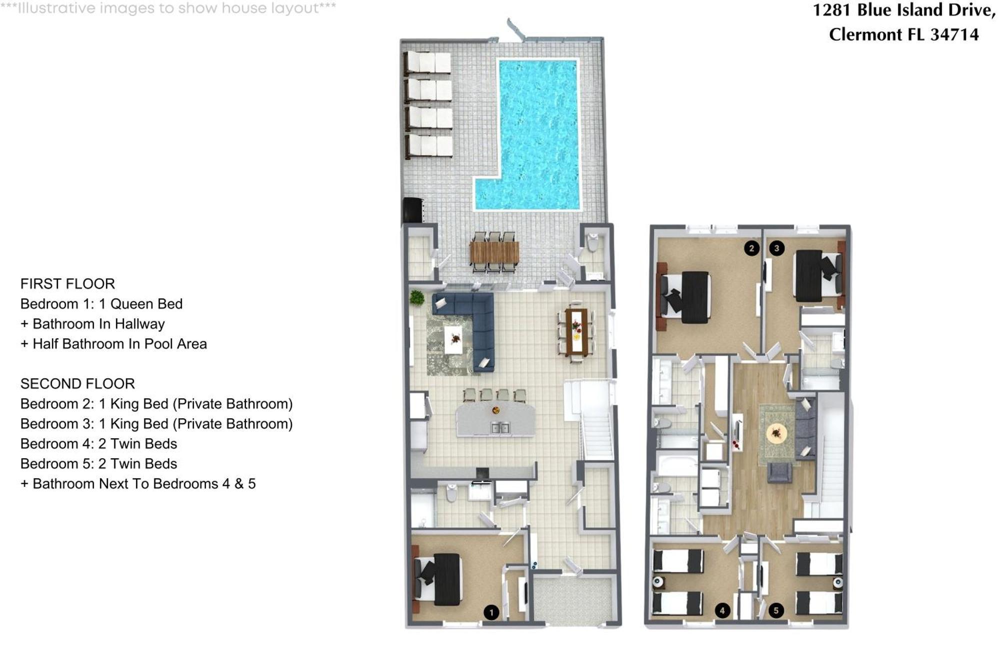 5 Bedrooms- 4,5 Bathrooms- Windsor Cay1281 Bi Holiday home