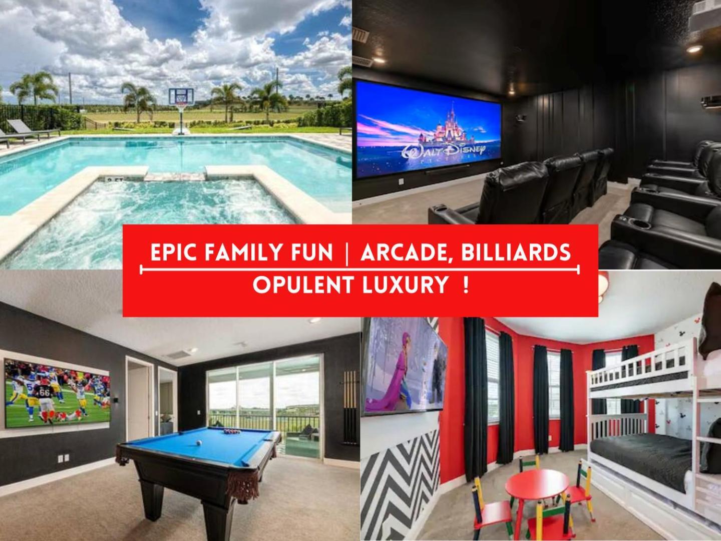 Stunning 11br Near - Private Pool & Spa, Cinema, Game Room! Villa