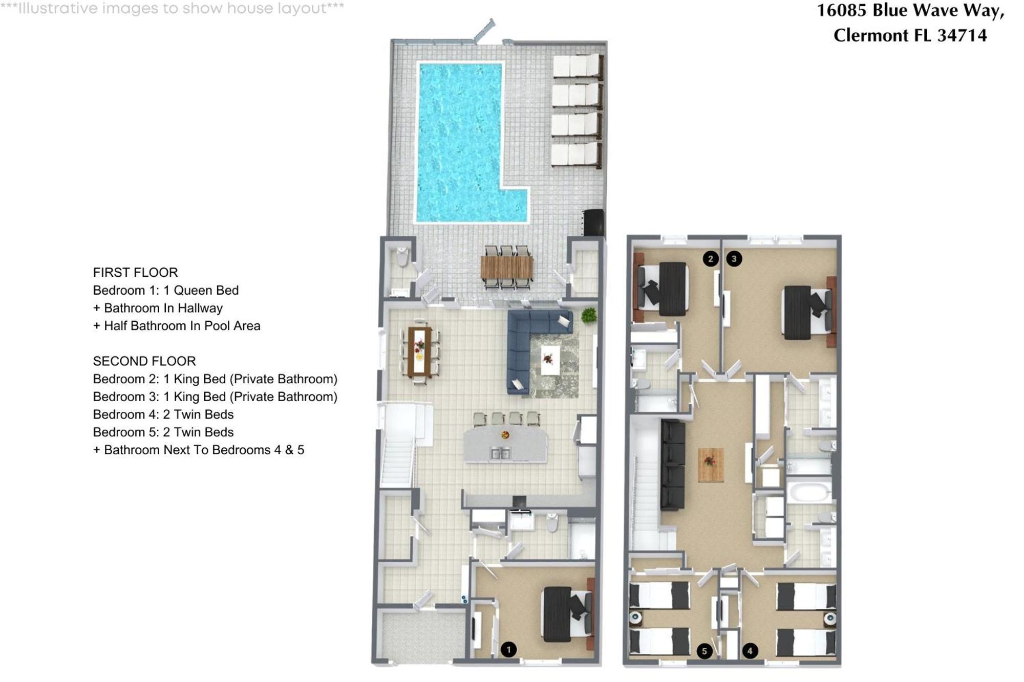 5 Bedrooms - 4,5 Bathrooms - Windsor Cay 16085bw *